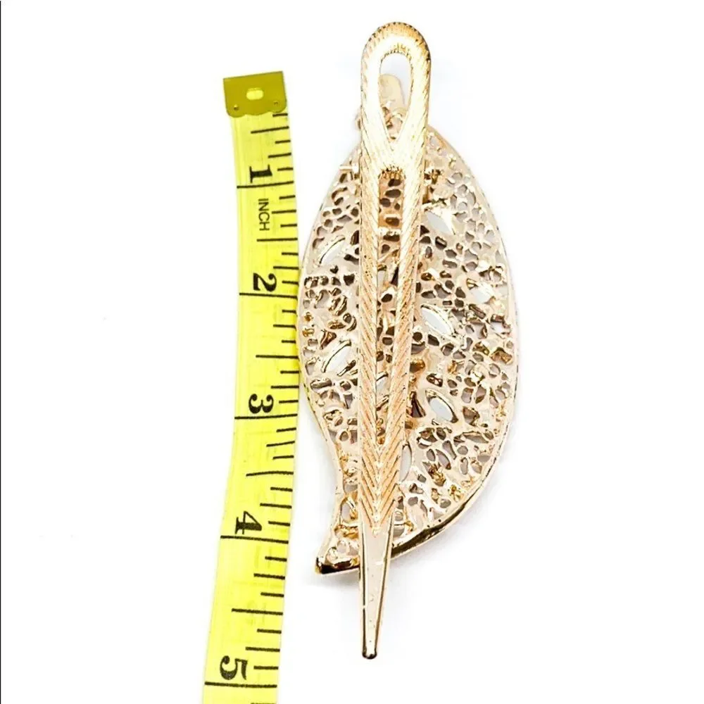 Leaf Gold Lavender Hair Clip